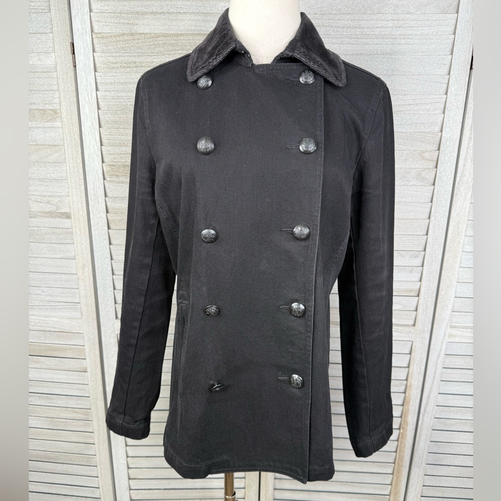 RALPH LAUREN Women's Double Breasted Black Denim Pea Coat-10 - Picture 3 of 5